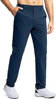 [Pudolla] Men's Golf Pants Stretch Work Dress Comfy Pants 30"/32"/34" Lightweight Quick Dry Casual Slacks Trousers with Pockets
