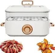 Electric Food Steamer, 2 Tier Multi-Function Steamer, 1350W 2 Levels of Temperature Control Electric Pot with Stainless Steel Steamers, Stackable Baskets for Vegetables or Meats