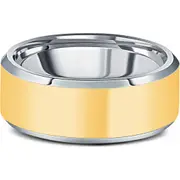 Bliss Diamond Men's Polished Tungsten & Gold Plated Two Tone 8mm Ring Wedding Band at Nordstrom, Size 10.5