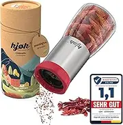 kjøk Premium Chilli Mill Stainless Steel & Glass Chilli Cutter with Steel Cutting Unit Spice Mill Spice Cutter for Self-Filling 100 ml Supply Aroma Protection Lid and Quality Cutter Spice Grinder