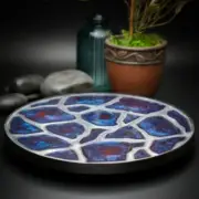 Geode Agate Vanity Tray in Blue Red and Silver | Decorative Resin Vanity Tray