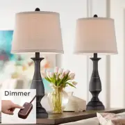 Ben Rustic Farmhouse Table Lamps 25" High Set of 2 Dark Bronze Dimmers Bedroom