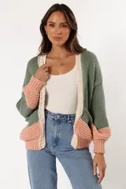 [PUP97] Alma Open Front Cardigan - Green S/M Green