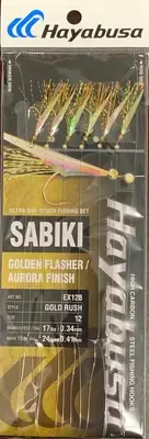 Hayabusa EX128-12 Golden FlasherSabiki Size: 12, 6-hooks, Main 24lb