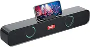 Speakers with Phone Holder,Stereo Sound Bar Laptop Speaker for Desktop/Laptop/PC/Pad/Cellphone, Colorful Gradient Lighting Soundbar, USB Desktop Speaker Plug and Play