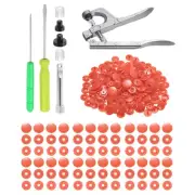 Plastic Snaps Fasteners with Snap Pliers, 100 Set T8 Button Kit Watermelon Red