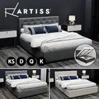 Artiss Bed Frame King Queen Double Size Gas Lift Storage Beds Base Beige VILA