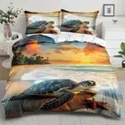 Turtle Seascapes Soft Quilt Doona Duvet Cover Set Single Double Queen King Sizes