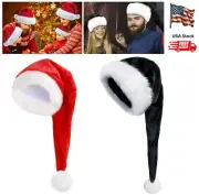 Santa Hat Black and White Fluffy Santa Hat Holiday Velvet Cozy Party Santa Hat