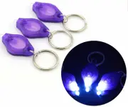 1x Light Keyring Key LED UV Purple Ring Chain Torch Light Battery Operated