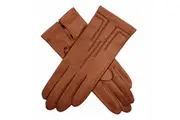 DENTS Womens Leather Gloves with Stitch Detail & Satin Lining Warm Winter - Cognac - X-Large
