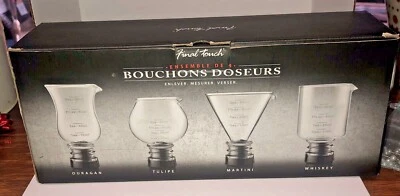 New Final Touch Stopper Set Cocktail Shakers Martini Hurricane Snifter Whiskey