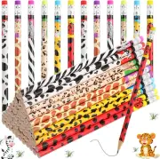 36 Pcs Jungle Theme Pencils Animal Print Pencils with Eraser Wood Safari Bulk Re