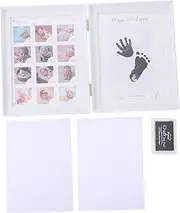 COOLHIYA Hand Foot Imprint Photo Frame for Newborn Keepsake Frame Baby Accessories Desktop Growth Recorder White