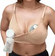 [Simple Wishes] Supermom Pumping and Nursing Bra, Hands Free Maternity Bra for Breastfeeding, Comfortable Soft Breast Pump Bra