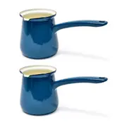 2PK Coffee Culture Enamel 750ml Turkish Coffee Pot Maker Stovetop Brewing Teal
