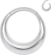 [ALACLO] 316L Stainless Steel Septum Rings Hoop for Women, 16G Stainless Steel Earrings Segment Nose Rings for Men, Cartilage Clicker Hoop for Helix, Rook, Daith, Tragus Earrings Hypoallergenic