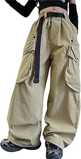 [Generic] Pants for Gymnastics Girls Summer And Autumn New Models For Middle And Large Children With Big Pockets Personalized Retro Wide Leg Pants Trendy Cool Loose Casual Overalls Farmer for Girls