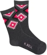 K. Bell Women's Blanket Aztec Crew Socks 1 Pair, Medium Grey, Women's 9-11