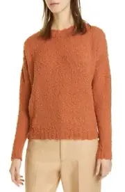 Rachel Comey Women's Boucle Virgin Wool Reform Pullover Sweater Rust Size XS