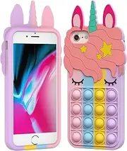 Asgens Pop Bubbles Case for iPhone 6 Plus/7 Plus/8 Plus, Cute Lovely Cartoon Unicorn Rainbow Pop Shockproof Silicone Soft Phone Case for Apple iPhone 6 Plus/7 Plus/8 Plus 5.5 inch