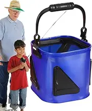 Live Bait Bucket,Foldable Fish Bucket with Wider Handle | Multi-Functional Fish Storage Tackle Boxes for Transport Kayaks Camping Car Shack Swamp