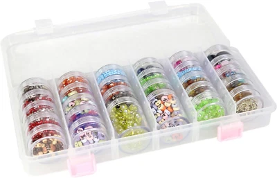 Large Plastic Bead Storage Organizer Box, 28 Jars - Containers for Beads & Suppl