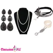 4PCS 1920s Black Gatsby Flapper Costume Accessories Set Ladies 20s Roaring