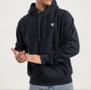 CHAMPION REVERSE WEAVE PULLOVER HOODIE BLACK MENS MEDIUM GF68