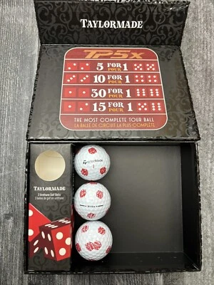 (3) Taylormade TP5x Pix Dice Golf Balls WITH Collectible Box