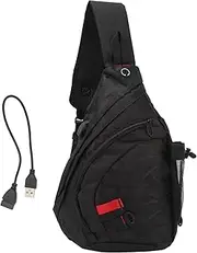Sling Backpack Black Large Capacity Side Pocket Detachable Buckle Front Hooks Shoulder Bag for Cycling