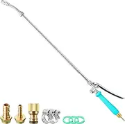 Saillong 1 Set 29 Inch Sprayer Wand, 1/4" and 3/8" Brass Barb Sprayer Wand Replacement, Stainless Steel Garden Sprayer Wand Built in Shut off Valve with 1/2 Hose Quick Connector and 2 Hose Clamps