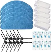 Replacement Consumable Accessories Parts 10pcs Side Brush + 5pcs Hepa Filter + 5pcs Mop Cloth + 10pcs Magic Paste for ILIFE V3 V3s V5 V5s V5s pro Robot Vacuum Cleaner