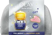 [Olay] Moisturiser Gift Bag, Womens Skin Care Gift Sets & Kits, Vitamin C + AHA 24 Face Cream 50ml & Retinol 24 Night Cream 50ml for Bright & Smooth Skin, Free Make Up Bag & Gua Sha