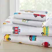 Wildkin Flannel Full Sheet Set – 100% Cotton, Soft & Cozy Bed Sheets - Trains, Planes, and Trucks