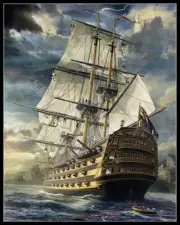 Sea Sailboat - Counted Cross Stitch Patterns - Color & BW Symbols Charts