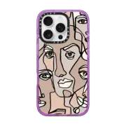 iPhone 16 Pro Impact Case MagSafe Compatible FACE MOSAIC SKETCH 4 DARK SKIN IPHONE, ABSTRACT MINIMAL PEOPLE MEN ILLUSTRATION COOL DAD By Ebi Emporium