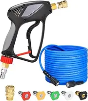 TOOLCY Pressure Washer Gun and Hose Kit, 50ft Kink Resistant Power Washer Hose and Gun with 5 Nozzle, 3/8" Swivel Quick Connector & M22-14mm Plug, Compatible with Simpson, Craftsman, Ryobi