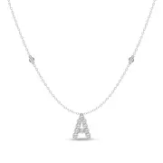 Brilliant Claw Initial A Slider Necklace with 0.40ct of Laboratory Grown Diamonds in Mirage Sterling Silver and Platinum