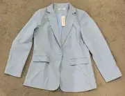 Cicy Bell Casual Blazer Womens Size Large Sky Blue Career Jacket Pocket Button