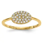 14K Yellow Gold Real Diamond Cluster Oval Ring