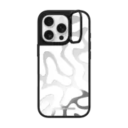iPhone 16 Pro Mirror Ring Stand Case MagSafe Compatible White Abstract Shapes by Corey Paige Designs
