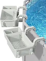 POOLHACKER 2 Sets Poolside Storage Basket, Above Ground Pool Accessories, Swimming Pool Storage Basket with Pool Cup Holder, Poolside Storage Containers Basket to Organize Cup Towel (2 Pack)