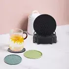 8pcs Coasters Pads Set Coffee Tea Fruit Mug Mats Silicone Cup Mat With Holder