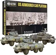 Wargames Delivered - Bolt Action US Army Armoured Car Squadron (3 M8/M20 Greyhound Scout Cars Model Tank) 1/56 Scale, Digital Bundle - Plastic Model Kit by Warlord Games