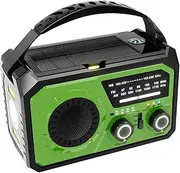 Bluetooth Wireless Speaker Radio with LED Flashlight LED Flashlight Power ABS BT LED Flashlight Hand Crank Radio Sos, Light Green