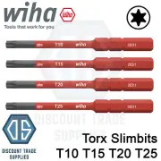 Wiha Torx Slim Bit VDE Electrician Torx 4 Piece slimBit Set T10 T15 T20 T25