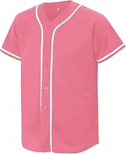 [CUTHBERT] Solid Baseball Jersey Shirt for Men and Women, Plain Casual Short Sleeves Button Down T-Shirt