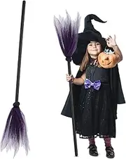 TOBBOMEY 2pcs Halloween Witch Broom: Plastic Broomstick - Cosplay Props - Realistic Wizard Flying Broomstick - Dress up Costume Accessories