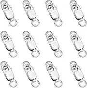 925 Sterling Silver Lobster Claw Clasp 12pcs with Closed Jump Rings, Small Connector with Jump Ring for Necklaces Jewelry Bracelet Making Supplies Lobster Claw Clasp, 10mmx4mm(0.39 x 0.16 inch)